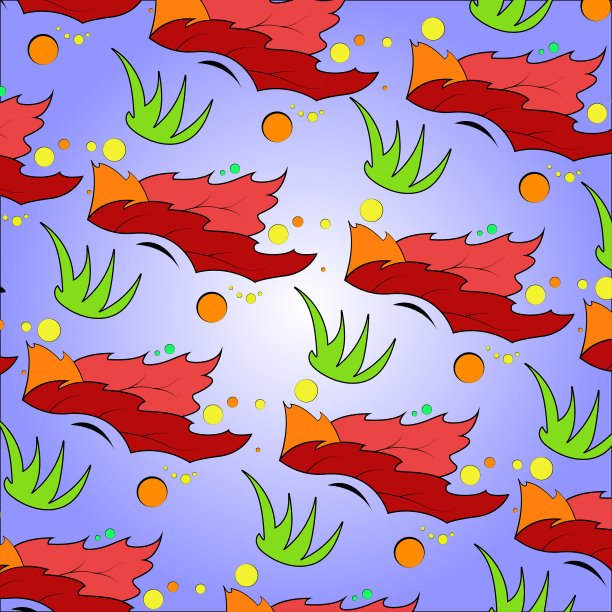 多彩枫叶无缝图案矢量背景