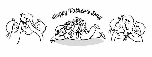 父亲节儿童节一家人亲子插画