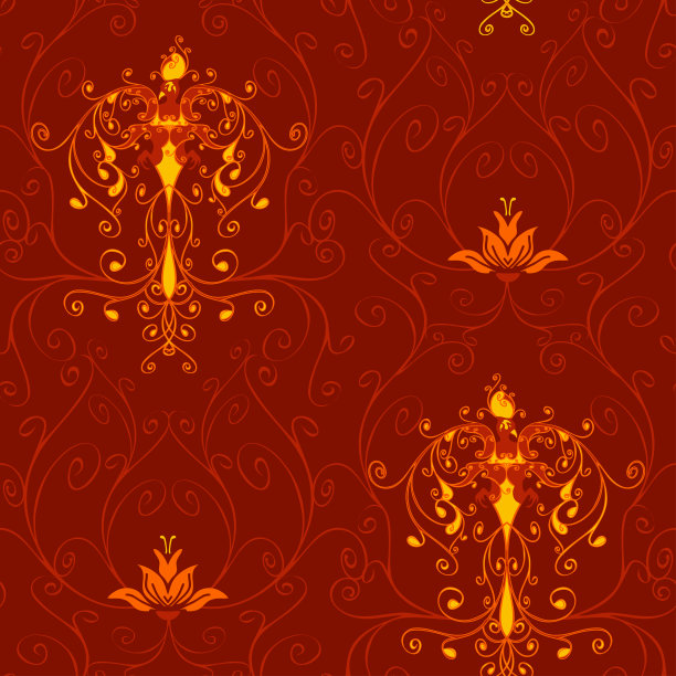 金红色凤凰插画