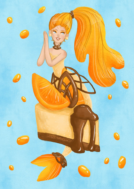 卡通形象橙子水果