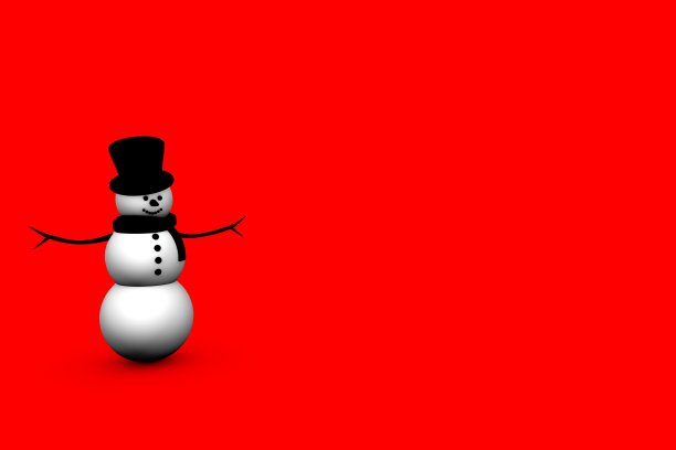 可爱雪人圣诞节红色背景