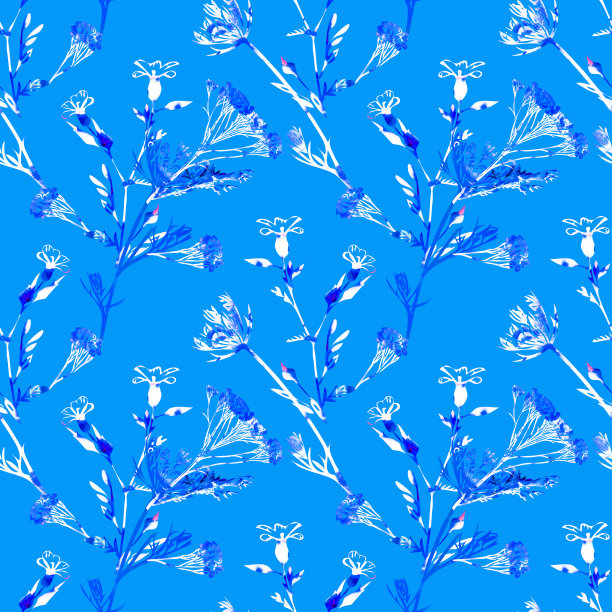 蓝灰色植物花纹背景