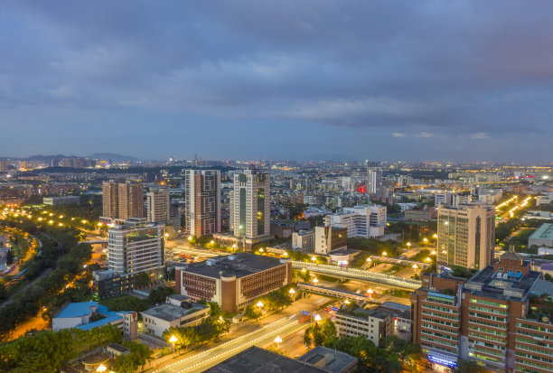 广州城市景观夜景航拍