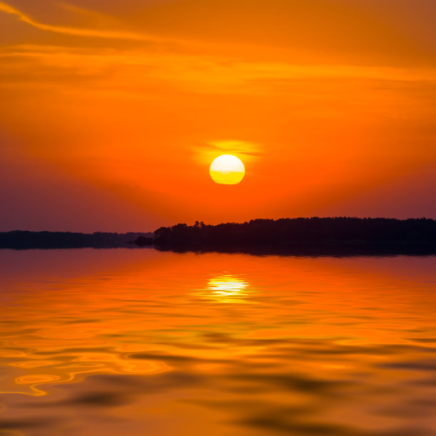 剪影 树木 湖景 黄昏 夕阳 