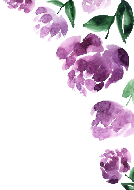 水彩浪漫紫色花卉婚礼