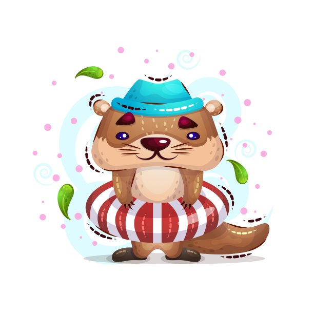 可爱水獭卡通图案背景