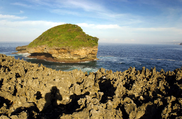 航拍大海沙滩浪花背景素材