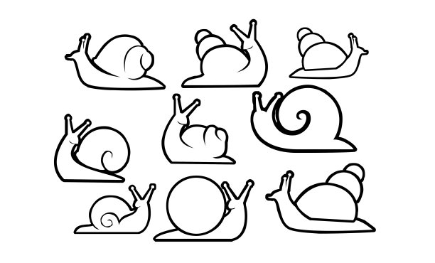 蜗牛,简笔画,矢量图