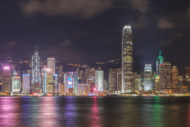 香港维多利亚港的黄昏