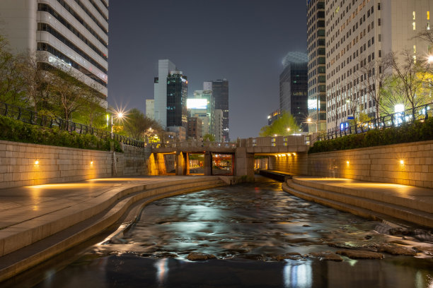 夜景喷泉