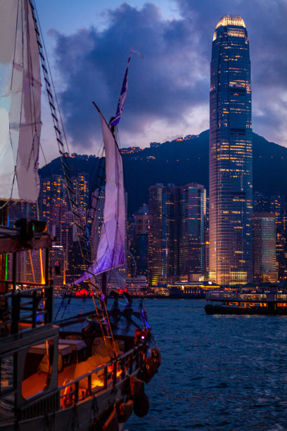 香港维多利亚港的黄昏