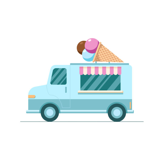 冰淇淋车矢量图片