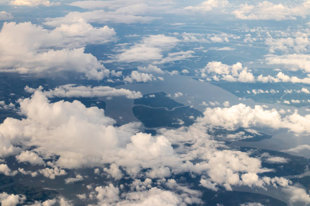 高空中的蓝天白云自然景观