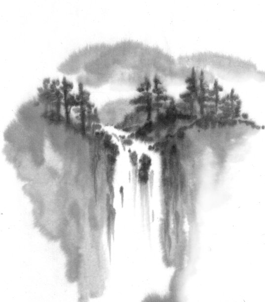 抽象水墨山水画