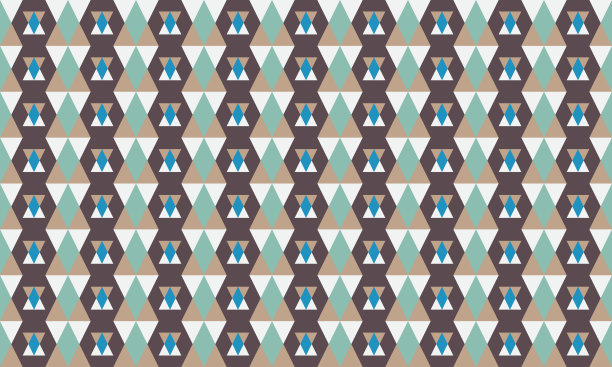 蓝绿几何六边形无缝图案