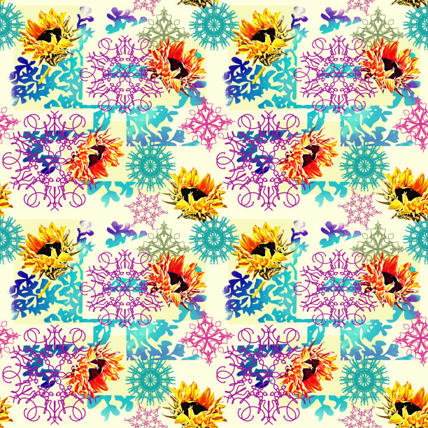 紫蓝几何花纹无缝图案