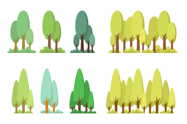简约风格卡通树木插画