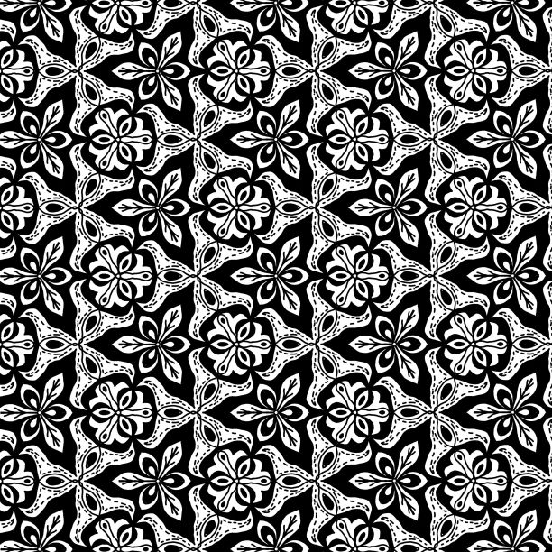 几何拼接复古风花纹图案