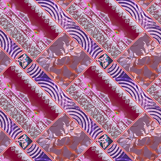 多彩几何花卉拼接图案