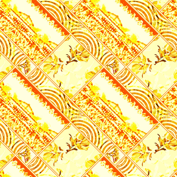 多彩几何花卉拼接图案