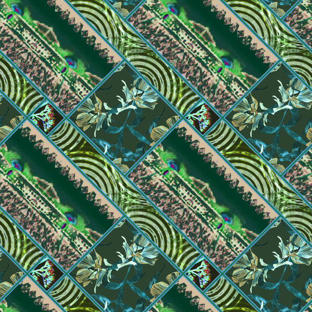 紫蓝几何花纹无缝图案