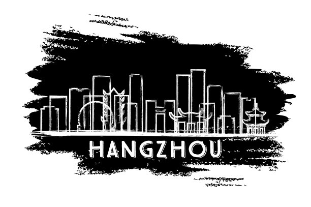 杭州城市建筑线描