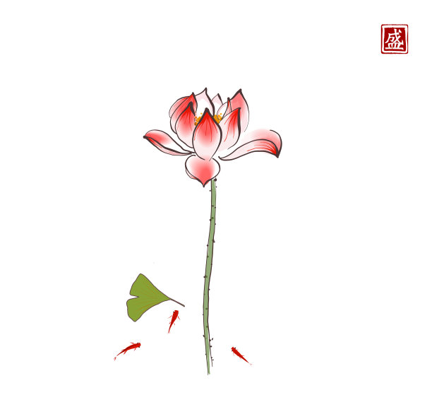 中国画荷花