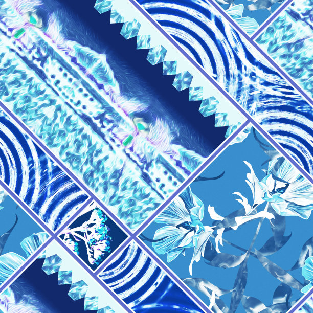 紫蓝几何花纹无缝图案