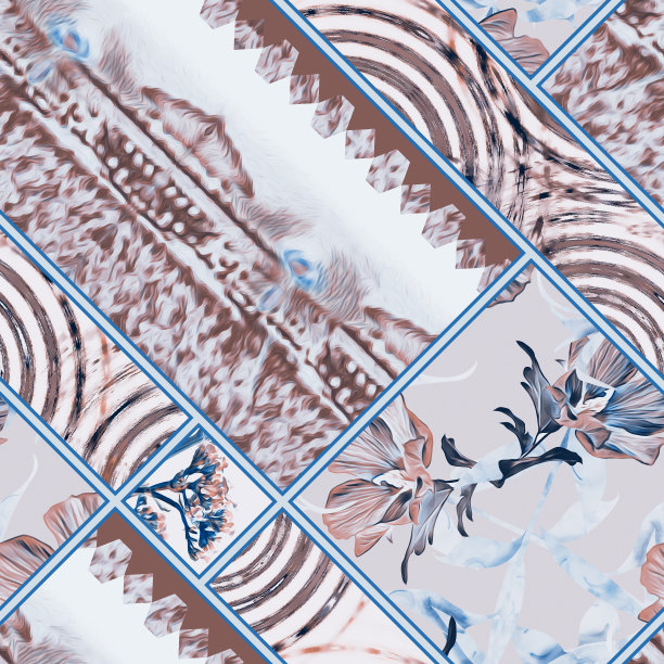 多彩几何花卉拼接图案