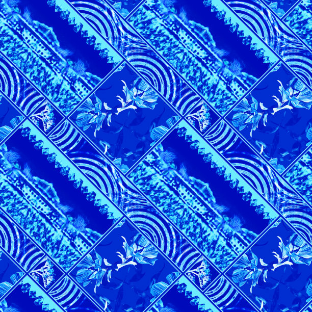 紫蓝几何花纹无缝图案