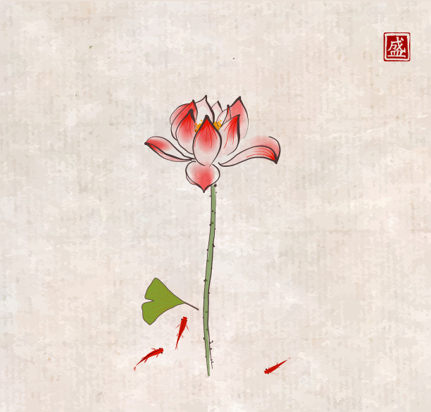 水墨画荷花