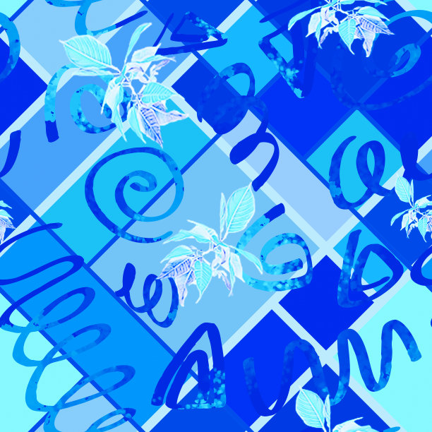 紫蓝几何花纹无缝图案