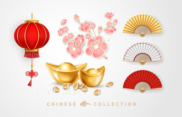 组物体,白色背景,红色