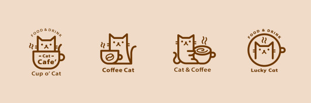 猫咪咖啡店logo