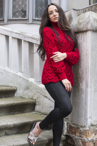 红衣图案优雅美人