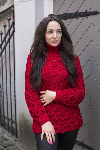 红衣图案优雅美人