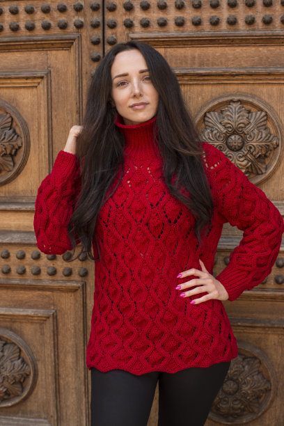 红衣图案优雅美人