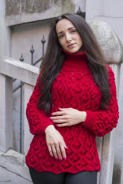 红衣图案优雅美人