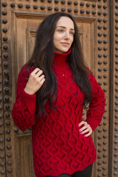 红衣图案优雅美人