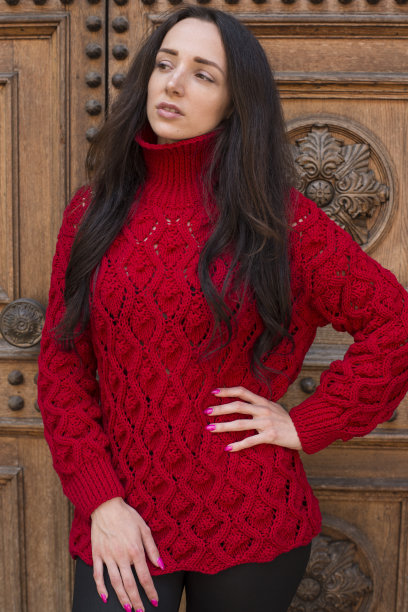 红衣图案优雅美人