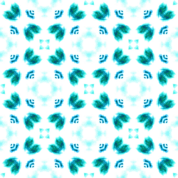 蓝绿几何六边形无缝图案