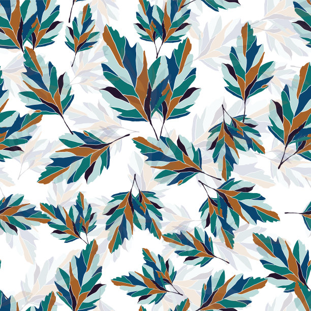 多彩枫叶无缝图案矢量背景