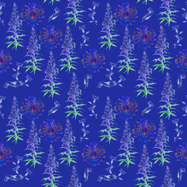 紫蓝几何花纹无缝图案