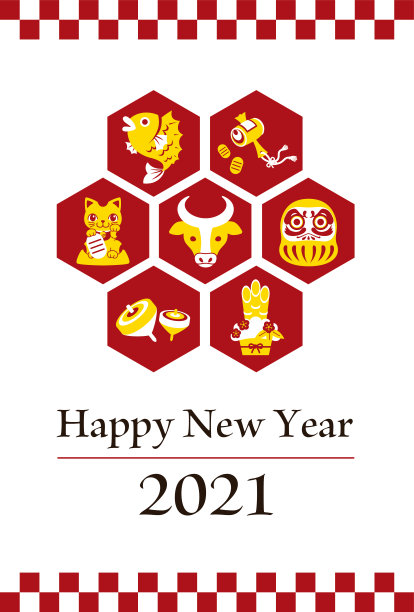 复古红色牛年2021节日海报