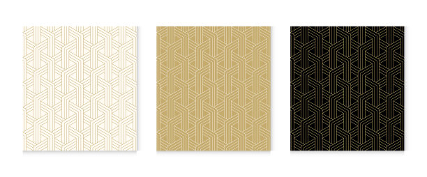 金色几何线条无缝图案