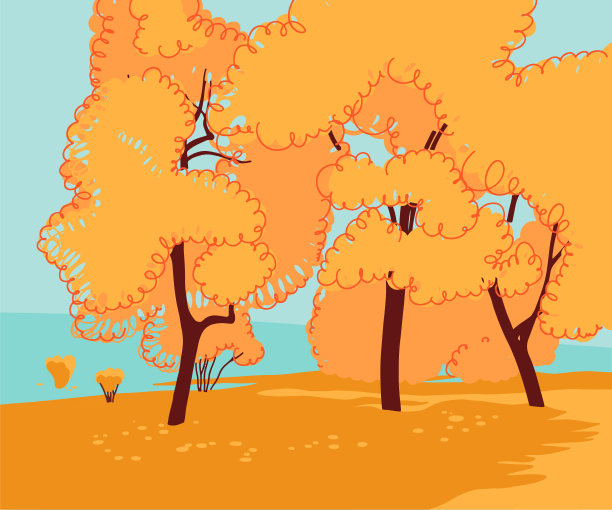 简约风格卡通树木插画