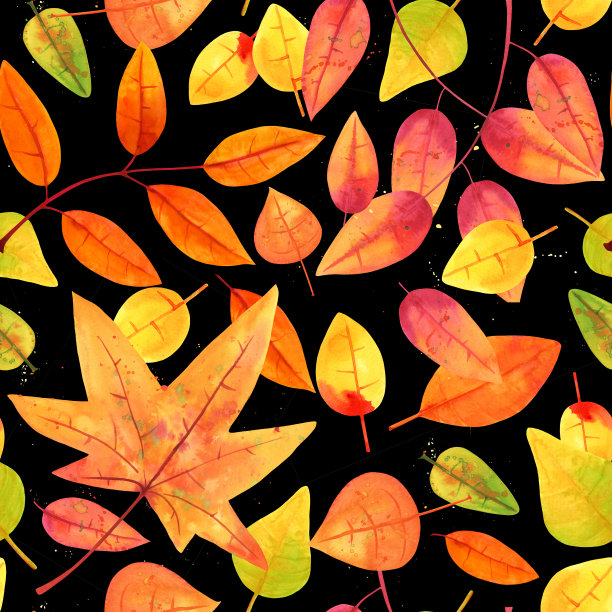 多彩秋季枫叶无缝图案