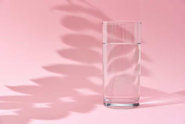 清新蓝绿棕榈叶图案背景