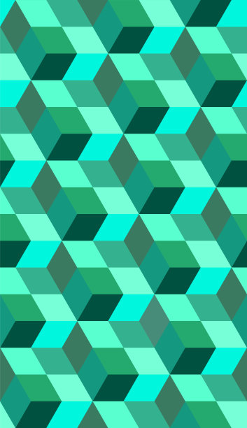 蓝绿几何六边形无缝图案