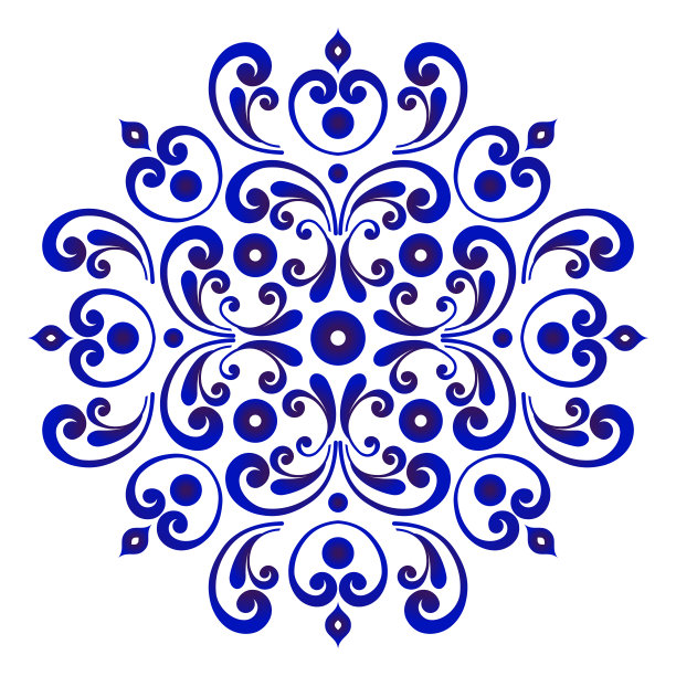 花卉环绕的圆形装饰矢量图案